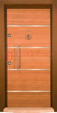 Коричневая входная дверь c МДФ панелью ЧД-11 в частный дом в Пушкино