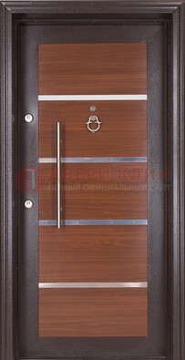 Коричневая входная дверь c МДФ панелью ЧД-27 в частный дом в Пушкино