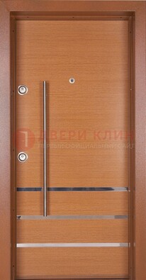 Коричневая входная дверь c МДФ панелью ЧД-31 в частный дом в Пушкино