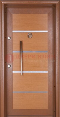 Коричневая входная дверь c МДФ панелью ЧД-33 в частный дом в Пушкино