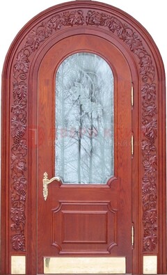 Толстая металлическая арочная дверь со стеклом ДА-20 в Химках