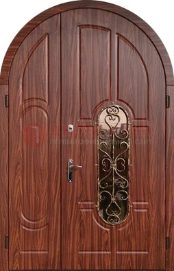 Арочная двухстворчатая стальная дверь Винорит ДА-54 в Домодедово