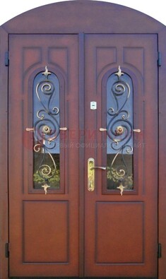 Двухстворчатая стальная дверь Винорит в форме арки ДА-55 в Пушкино