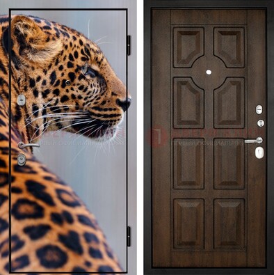 Металлическая дверь с фотопечатью леопарда ДФ-26 в Пушкино