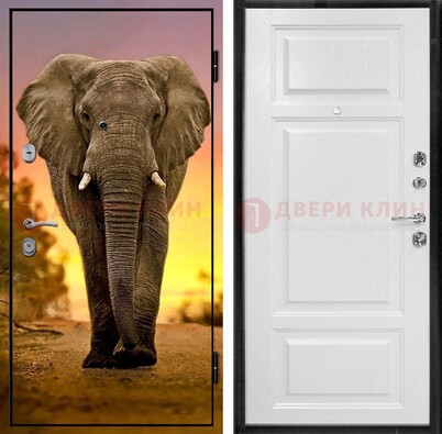 Металлическая дверь с фотопечатью слона ДФ-30 в Пушкино