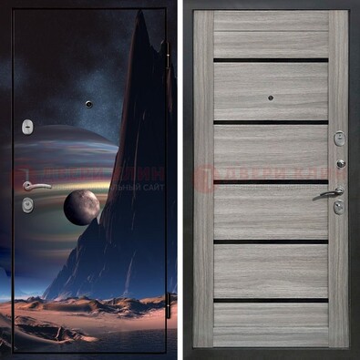 Стальная дверь с фотопечатью космоса ДФ-49 в Пушкино