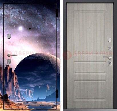 Железная дверь с фотопечатью космоса и планеты ДФ-50 в Пушкино