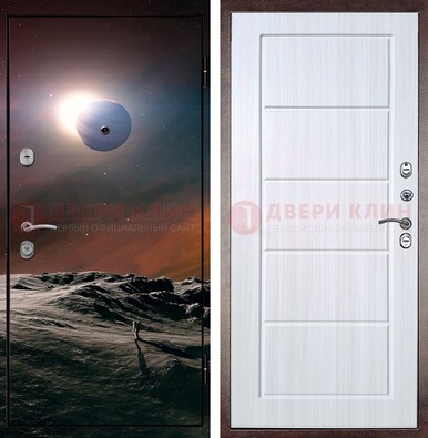 Стальная дверь с фотопечатью планет ДФ-8 в Щелково