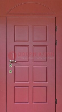 Красная стальная дверь с верхней фрамугой ДФГ-13 в Пушкино