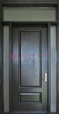 Черная металлическая дверь с фрамугами и стеклом ДФГ-24 в Пушкино
