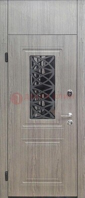 Металлическая дверь Винорит стекло и ковка с фрамугой ДФГ-33 в Пушкино