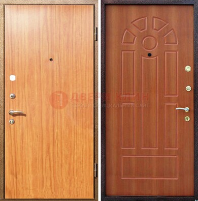 Светлая железная дверь с ламинатом МДФ внутри ДЛ-15 в Пушкино