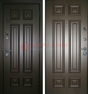 Темная металлическая дверь с МДФ ДМ-136 в квартиру в Пушкино