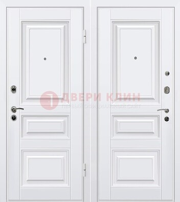 Белая металлическая дверь с МДФ ДМ-179 в Пушкино