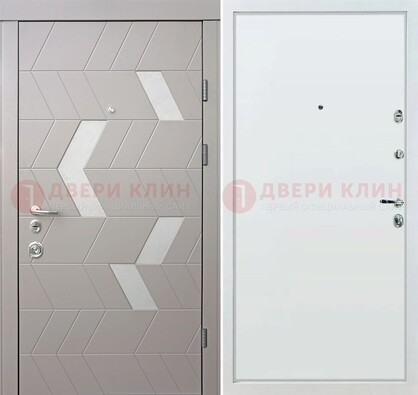 Светлая металлическая дверь с терморазрывом и МДФ панелью ДМ-190 в Пушкино