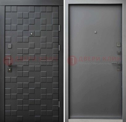 Темная стальная филенчатая дверь с МДФ ДМ-221 в Пушкино