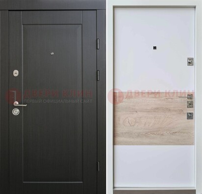 Черная металлическая дверь с белой МДФ внутри ДМ-230 в Пушкино