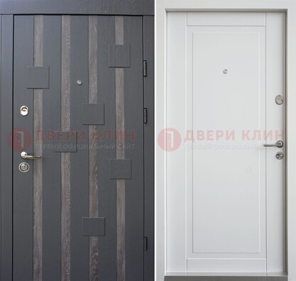 Темная металлическая дверь c белом МДФ внутри ДМ-231 в Пушкино