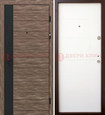 Коричневая входная дверь с черной вставкой МДФ ДМ-239 в Пушкино