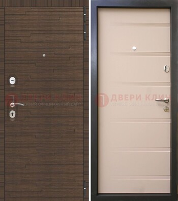 Коричневая  железная дверь c фрезерованной МДФ ДМ-248 в Пушкино