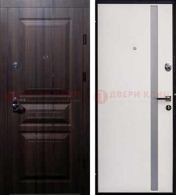 Темная филенчатая входная дверь c МДФ и стеклянной вставкой ДМ-254 в Пушкино