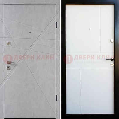 Серая входная дверь белым МДФ внутри ДМ-259 в Пушкино