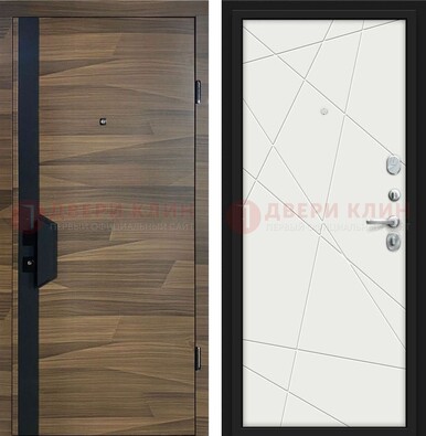 Стальная коричневая дверь МДФ c черной вставкой ДМ-267 в Пушкино