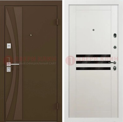 Стальная коричневая дверь с МДФ панелями ДМ-293 в Пушкино