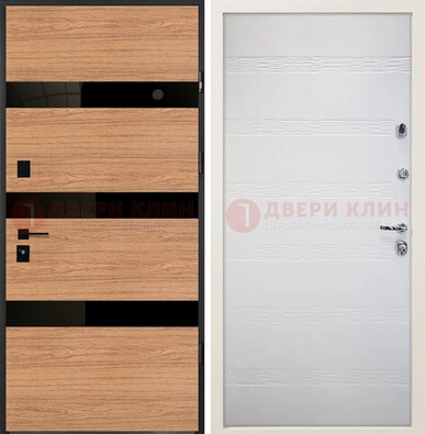 Металлическая темная дверь с МДФ в цвете Итальянский орех ДМ-312 в Пушкино