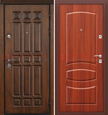 Темная металлическая дверь с МДФ и узором ДМ-364 в Пушкино