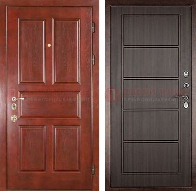 Красная металлическая дверь с МДФ в квартиру ДМ-387 в Пушкино