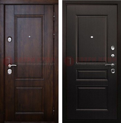 Классическая железная дверь с темными МДФ панелями ДМ-390 в Пушкино