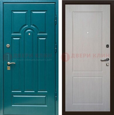 Синяя железная дверь с МДФ в квартиру ДМ-396 в Пушкино