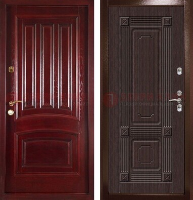 Красная стальная дверь с филенчатой МДФ ДМ-398 в Пушкино