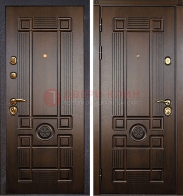 Квартирная коричневая железная дверь с МДФ ДМ-45 в Пушкино