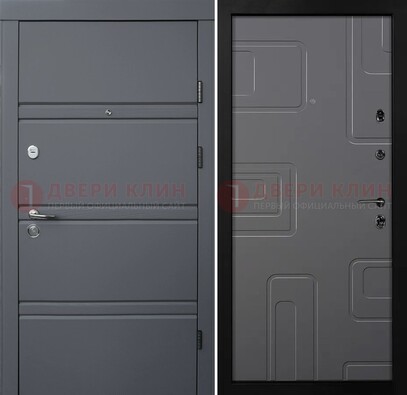 Серая металлическая дверь с МДФ в квартиру ДМ-485 в Пушкино