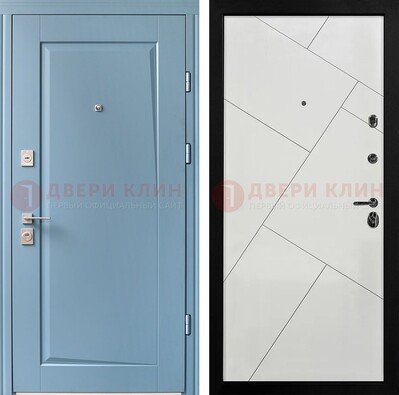 Синяя железная дверь с МДФ панелями ДМ-491 в Пушкино