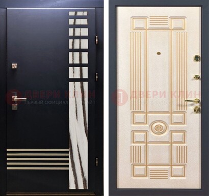Черная железная дверь с МДФ панелями ДМ-510 в Пушкино
