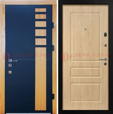 Двухцветная железная дверь с МДФ в квартиру ДМ-511 в Пушкино