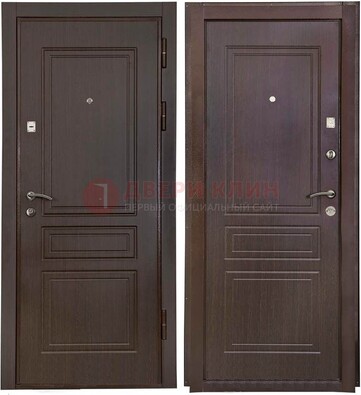 Антивандальная коричневая железная дверь с МДФ ДМ-61 в Пушкино
