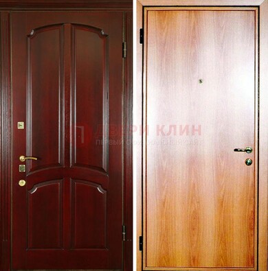 Темная железная дверь с массивом дуба ДМД-13 в Пушкино