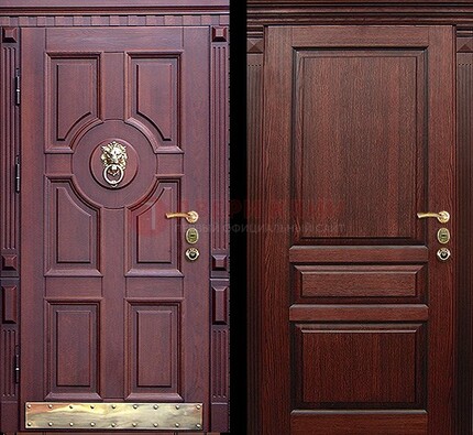 Темная входная дверь с массивом дуба с декоративной вставкой ДМД-6 в Пушкино