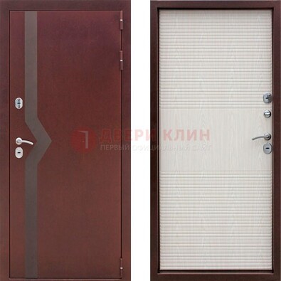 Бордовая металлическая дверь с порошковым напылением ДП-100 в Пушкино