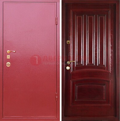 Красная металлическая дверь с порошковым напылением ДП-165 в Пушкино