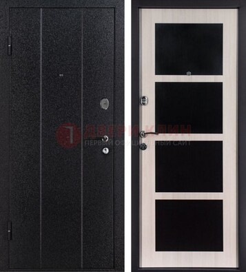 Черная металлическая дверь с порошковым напылением ДП-176 в Пушкино