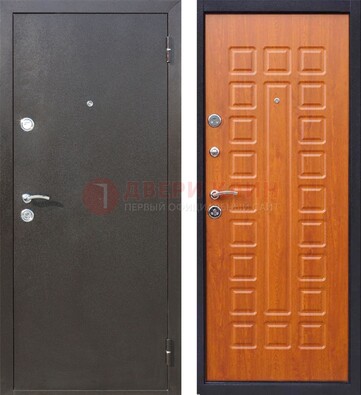 Коричневая стальная дверь с порошковым напылением ДП-202 в Пушкино