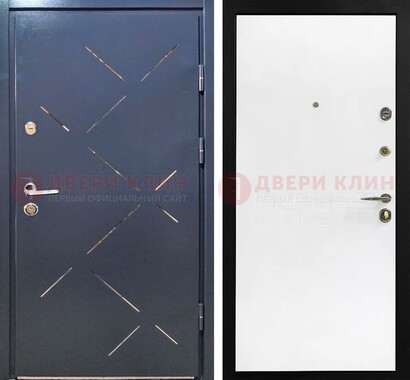 Синеватая дверь с порошковым напылением и зеркальными вставками ДП-208 в Дубне