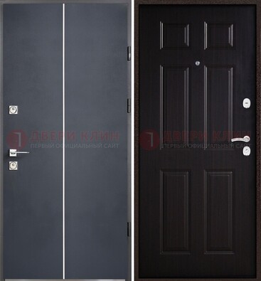 Железная дверь с порошковым покрытием и отделкой Темный орех внутри ДП-211 в Химках