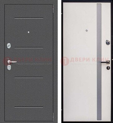 Железная дверь с порошковым напылением и белой МДФ ДП-212 в Пушкино