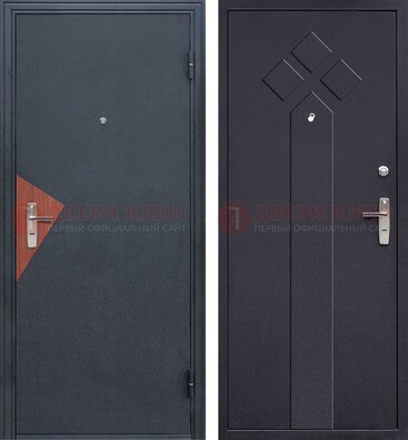 Черная входная дверь с порошковым напылением и узором внутри ДП-241 в Климовске